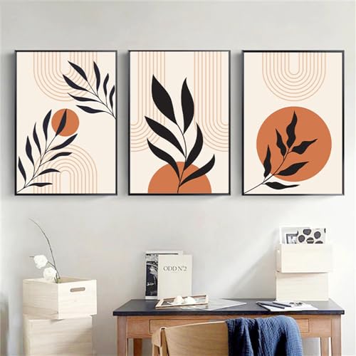 Láminas abstractas de sol y plantas nórdicas para decorar salones y oficinas modernas