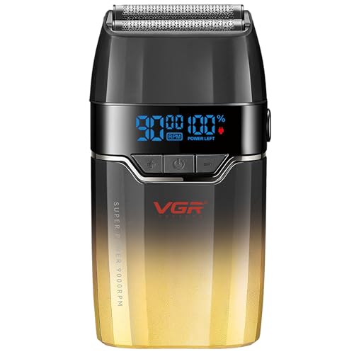 VGR Afeitadora eléctrica de papel de aluminio para hombre, 9000 rpm, batería recargable USB-C inalámbrica de 150 minutos, maquinilla de afeitar profesional para barba, cara, vello facial, cabeza calva