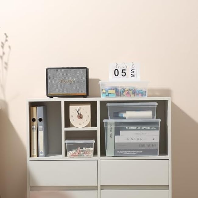 8 Packs 6 Quart Latching Storage Box,Shoe Boxes Clear Plastic Stackable Storage Bins With Lids Stackable Storage Containers Plastic Shoe Boxes With Lids (Clear, 8 Pack)