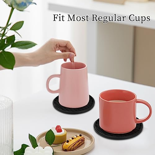 Silicone Coasters with Holder, Pisol 6 Pack Thickened Drink Coasters for Hot and Cold Drinks at Home, Wedding, Party, Bar, Pub or Restaurant. Protect Furniture from Water Marks Scratch and Damage - Thumbnail 4