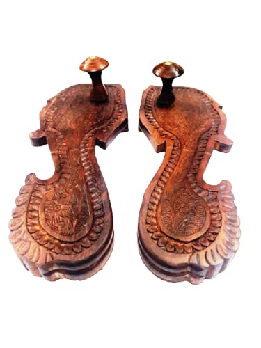 Image of numeroastro Beautifully Handcrafted & Designed Wooden Charan Paduka | Khadau | Slipper for Wearing (10 Inches Approx) (1 Set)