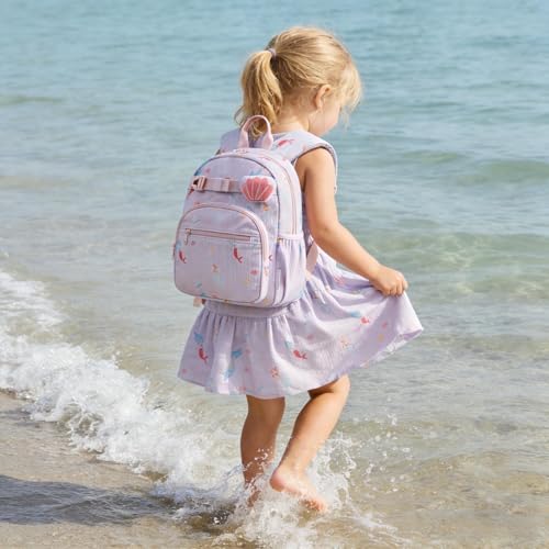 mommore Toddler Backpack Corduroy Kids Backpack for Girls 2-4, 13" H Cute Preschool Kindergarten Bookbag Daycare School Bag for Children - Mermaid — view 2
