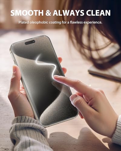 Image of PDDKISS 2 Pack Screen Protector for iPhone 15 Pro Max (2023) 6.7 inch Shatterproof Tempered Glass Edge Coverage