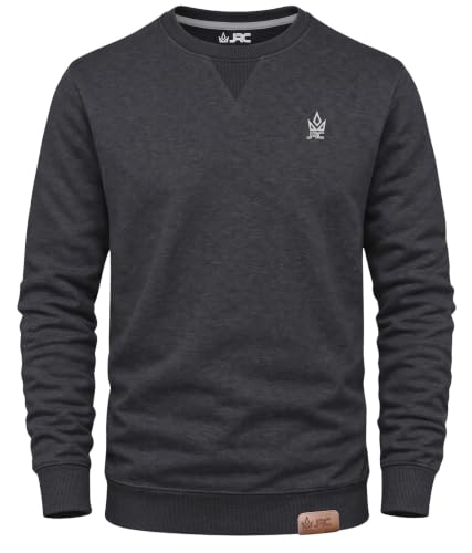 Image of JRC Mens Fleece Crewneck Sweatshirts & Pullovers, Round Neck Long Sleeve Jumper, Sweater for Sports & Workwear (CHARCOAL, 3XL)