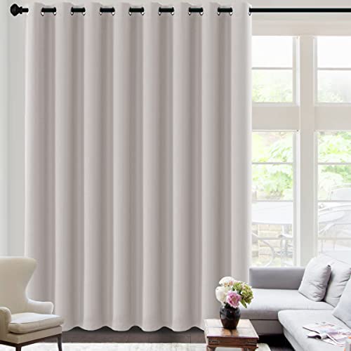 Image of H.VERSAILTEX Blackout Curtains for Sliding Glass Door Room Divider Curtains Noise Reduce Barrier Curtain Panel Portable Window Screen Sliding Partition, W120 x L96 inches /8' Tall by 10' Wide, Stone