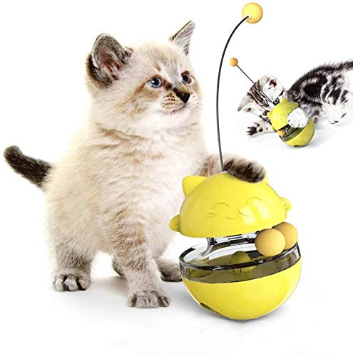 Pets Empire Cat Ball Toy, Interactive Cat Toy Cat Puzzle Toy with 3 Ball and Wand for Hunting and Moving Treats Dispenser Cat Rolling Ball Toy (Yellow) (B095M5C73J) Amazon Price History, Amazon Price Tracker