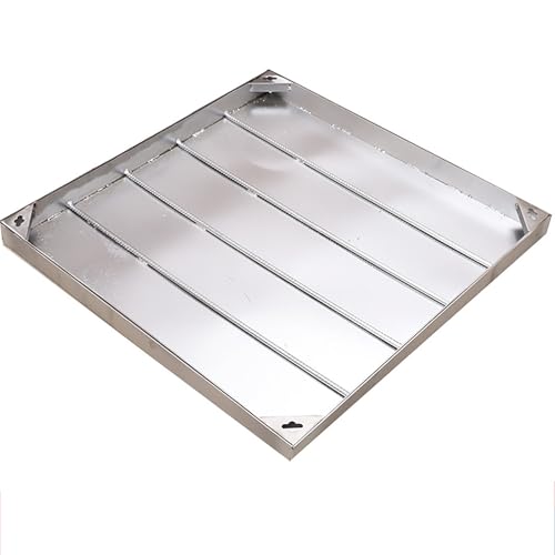 Tapa De Alcantarilla De Acero Inoxidable Personalizable, Cubierta Cuadrada Para Fosa Séptica Con Base, Tapa Metálica De Inspección Para Entradas, Muelle Y Carreteras(90 * 90cm/35.4 * 35.4in)