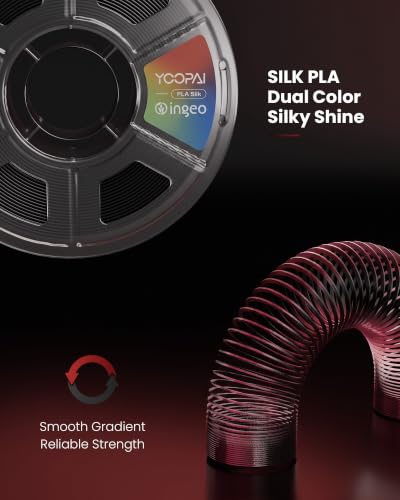 Image of YOOPAI Dual Color Silk PLA Filament 1.75mm, Two-Tone Coextrusion PLA 3D Printer Filament, Shiny Color Change Finish, Enhanced Formula for Stable Printing, 1kg Spool, Black Red