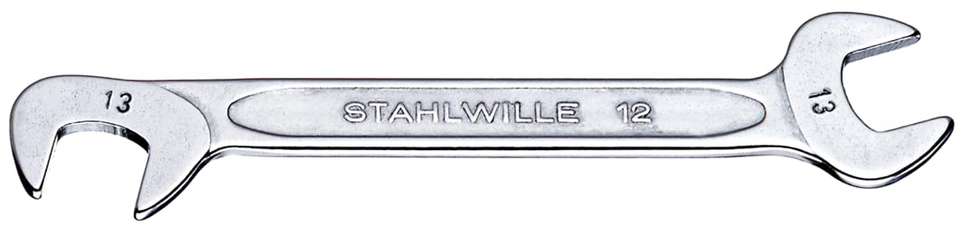Stahlwille 96400651 Set of Small Double Open Ended Wrench ELECTRIC, 15-Piece Wrench Set in Roll-up Case, 15 Degree & 75 Degree Jaw Position, Chrome Alloy Steel & Chrome Plated