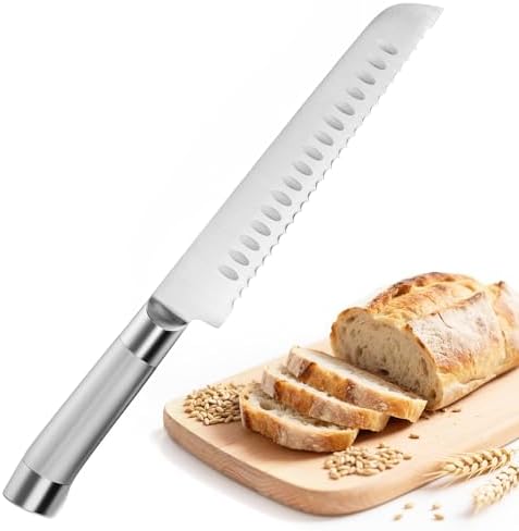 Bread Knife- German Stainless Steel Serrated Blade with Wave Edge Design, Ergonomic Safety Handle for Bread, Fruits & Meats