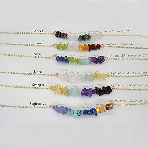 GOGOEY Zodiac Necklace for Women, Personalized Birthstone Beaded Crystal Jewelry for Her, Raw Gemstone Pendant, Chakra Pendant, crystals and healing stones, Stainless Steel, libra - Image 4