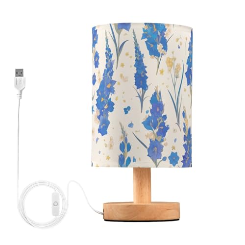 Lámpara de mesa con flores azules y luz cálida miniatura 2