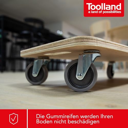 TOOLLAND - QT106 Sperrholz Transport-Roller, 150 kg Maximal Tragkraft, 56 cm Länge x 30 cm Breite 175678
