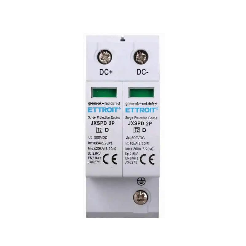 SCARICATORE LIMITATORE DI SOVRATENSIONE DC PER FOTOVOLTAICO TIPO 2 T2 D 2P 500V 2.8KV 10KA 2 MODULI DIN