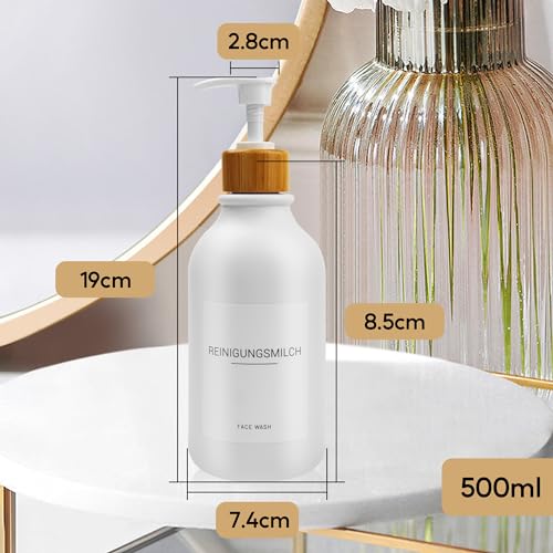 3 Stück 500ml Seifenspender mit 22 Weißen Etiketten Lotionspender aus PET-Kunststoff Leere Flasche Geeignet für Badezimmer(Weiße)
