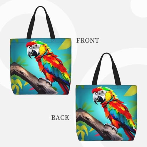 Parrots On Tree Print Women Reuseable Handbag, Grocery Bag Foldable For Shopping Travel Activity3