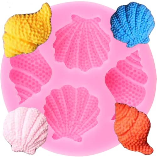 XMOLDNMS Molde de silicona para fondant, diseño de conchas marinas, decoración de pasteles, decoración de cupcakes, caramelos, chocolate, pasta de goma, arcilla polimérica