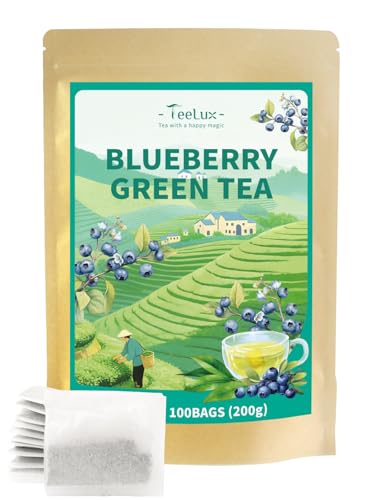 Image of TeeLux Blueberry Green Tea Bags, Fruit Flavored Tea, Smooth Taste, 100Count