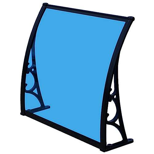 Toldo exterior de policarbonato de 100 x 150 cm con soporte negro resistente a la intemperie, protección para ventanas y puertas, elegante cubierta de entrada, diseño marquesa.