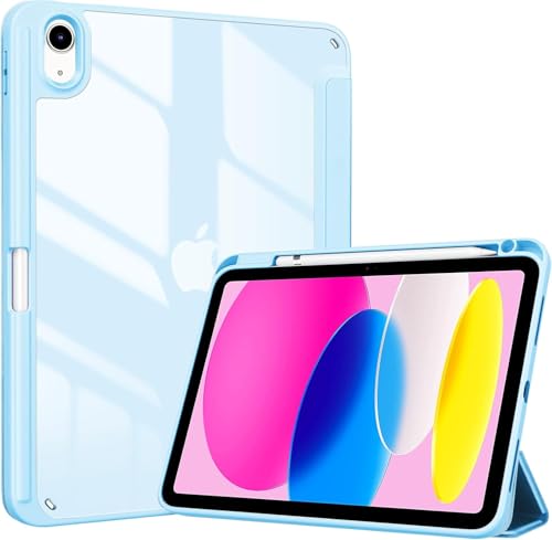 Image of MOCA Case for iPad (A16) 11th Generation 11 Inch 2025 10th Generation Case 2022, iPad 10.9 Inch Cover with Clear Transparent Back and TPU Shockproof Frame Cover - Aqua Blue
