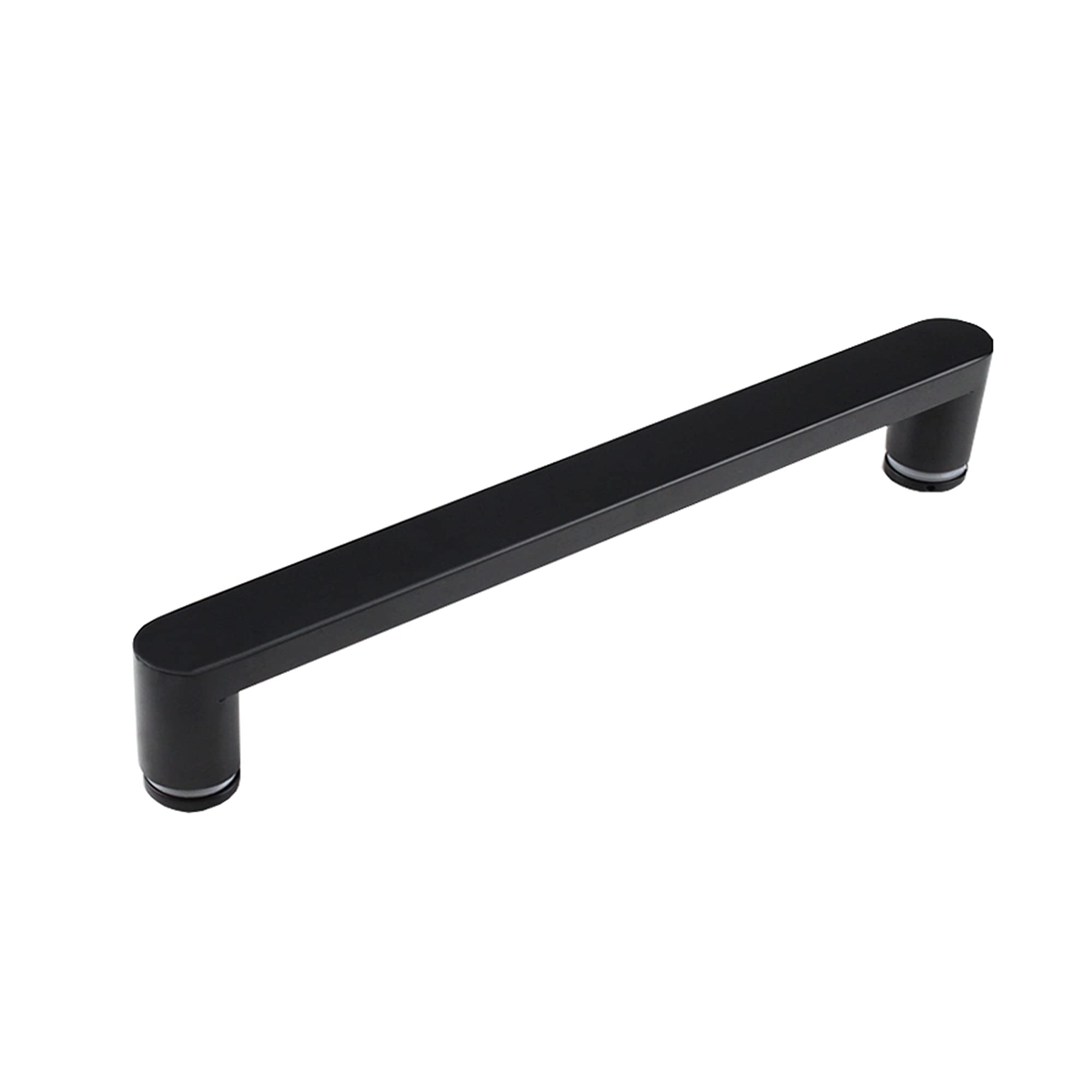 Manija de puerta de baño en acero inoxidable con toallero negro mate de cristal