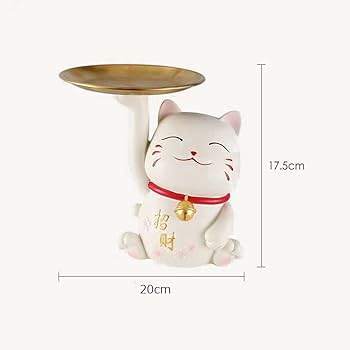 Amazon.co.jp: 猫の置物 招き猫 置物 玄関 収納 鍵置き トレー