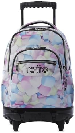 TOTTO - School Backpack with Wheels, Glitter Renglones Model, Cap...