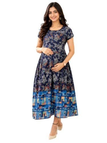 Image of RITIJYA Zipless Feeding Kurta Dress for Women | Maternity Nursing Kurti, No-Zip Easy Access | Extra Pleats Pre to Post Pregnancy | Quick-Dry Fabric | S-4XL