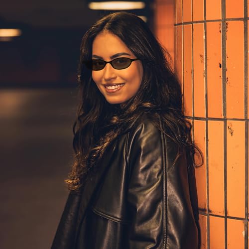 YAMEIZE Retro Oval Sunglasses for Women Cat Eye Y2k Trendy Small Narrow Shades 90s Sun Glasses UV400 protection3