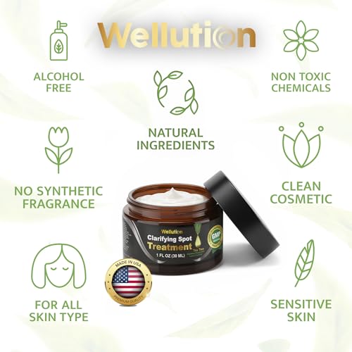Image of Cystic Acne Spot Treatment - Tea Tree Acne Cream - Fast-Acting Acne Spot Corrector for Face, Pimples & Blemishes - Non-Greasy, Gentle Formula - 1oz - by WELLUTION