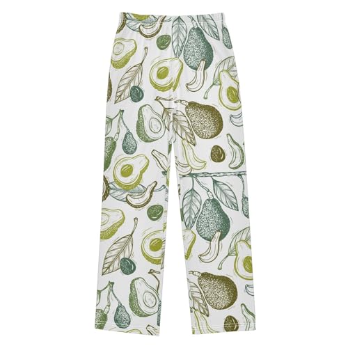 Avocado and Leaf Boys Long Pants Soft Trousers Elastic Waist Kids Lounge Bottoms with Pockets S-XL