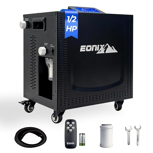 EONIX Upgraded 1/2 HP Cold Plunge Chiller Ice Bath Water Chiller for Cold Plunge Tubs Built-in Filter & Water Pump Insulated Hoses Quiet Operation Ice Bath Chiller for Cold Therapy Recovery AC 110V