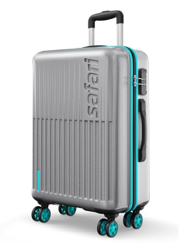 Image of Safari Large Astra Neo 8 Wheels 76cm Size Check-in Trolley Bag, Hard Case Polycarbonate, 360 Degree Wheeling Luggage for Men & Women, Travel Bag, Suitcase for Travel, Silver
