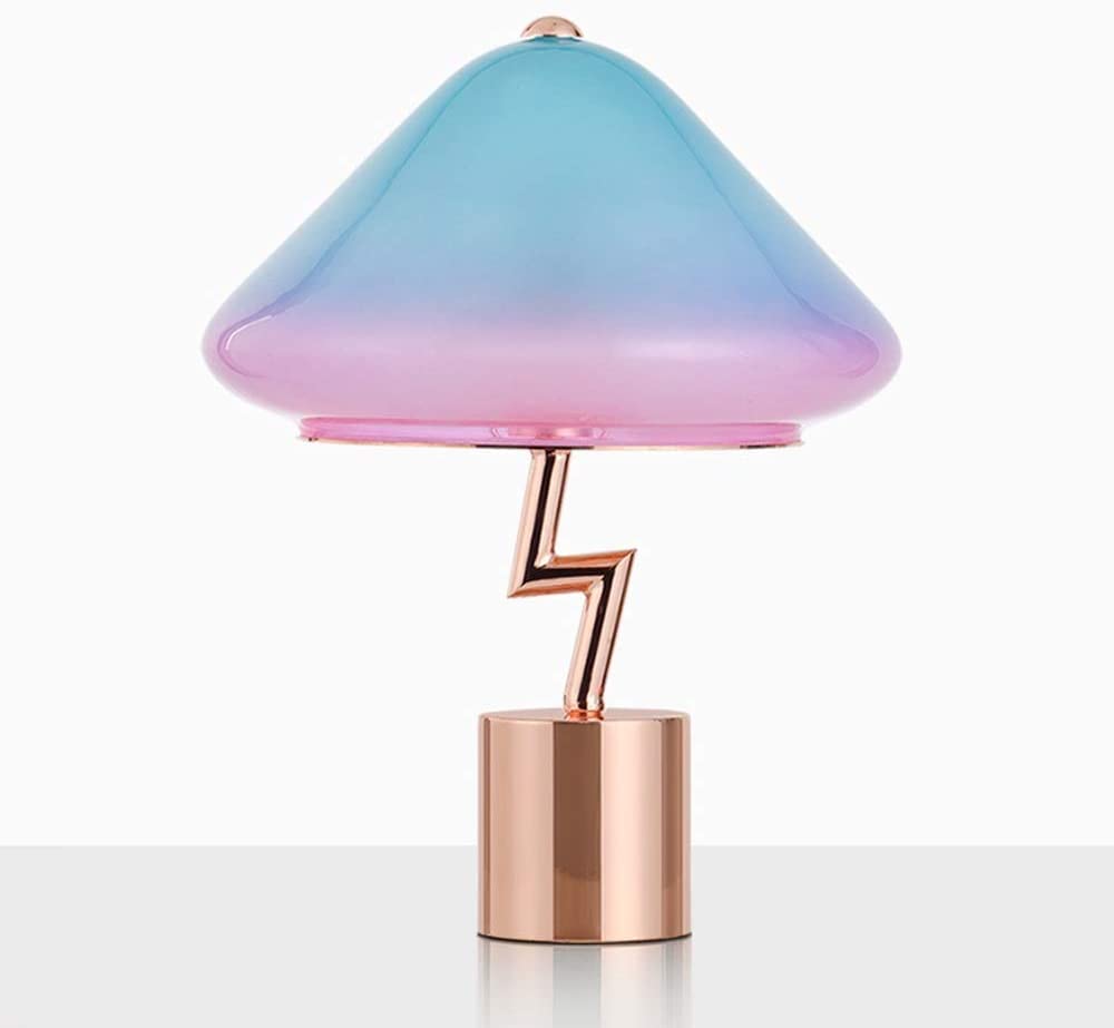 ZEDARO Lámpara de mesa Mushroom Lámpara de mesa Azul Rosa Degradado Vidrio Habitación infantil Habitación de princesa Lámpara de escritorio Dormitorio de niña Estudio Luz de lectura 34 * 34 * 42 cm