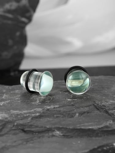 Aumeo One Pair Glass Gauges for Ears Single Flare Glass Plugs for Women and Men4