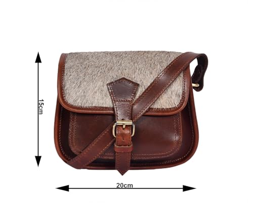 Image of Celtic Women's Leather Hair-On Flap Crossbody Sling Bag - Adjustable Strap