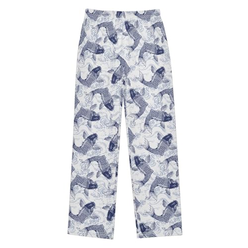 ZZXXB Carp Fish Boys Long Pants Soft Trousers Elastic Waist Kids Lounge Bottoms with Pockets S-XL