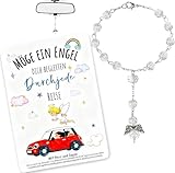 Schutzengel Auto Anhänger für Spiegel, Rosenkranz Glücksbringer Auto Innenraum Zubehör, Autoanhänger Frauen, Geschenk für Führerschein Bestanden & Neuer Wagen