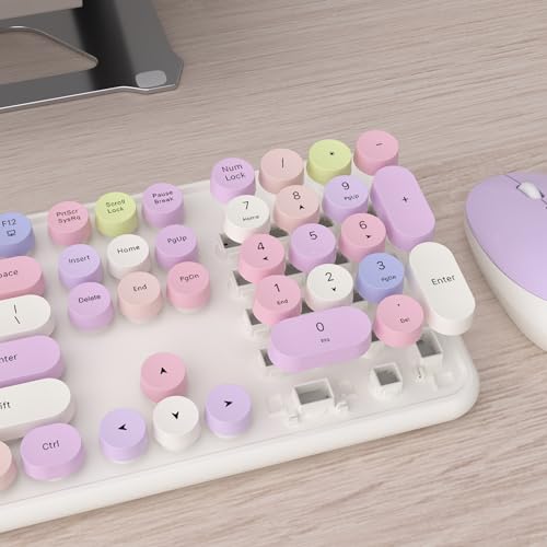 Image of UBOTIE Colorful Wireless Keyboard and Mouse Combo (White-Colorful)