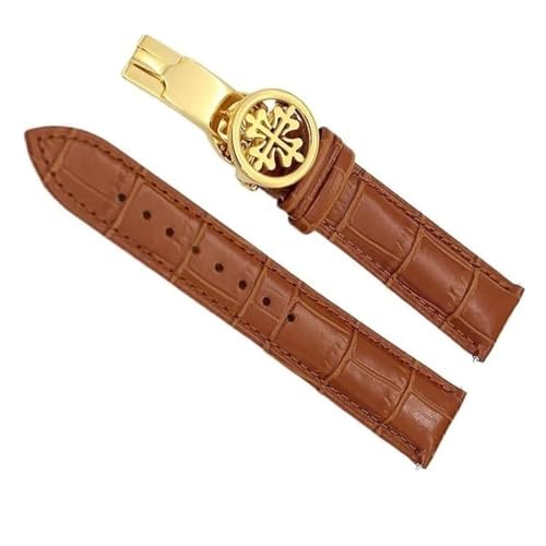 Bracelet de montre en cuir véritable avec fermoir papillon en acier inoxydable