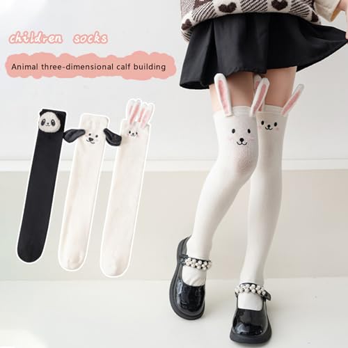 Honganda Cute Kids Toddler Girl Knee High Socks Cartoon Animal Over Calf Stockings Thigh High Boot Socks for 3-12 Years Girls3