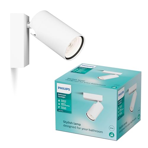 Philips Idris LED 1er Spotleuchte, ideal geeignet für das Badezimmer, GU10 Lampe nicht enthalten, Weiß, IP44, wasserfest