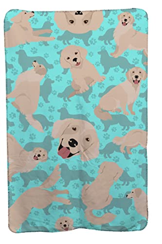 Caroline's Treasures MLM1078TBLT Cream Golden Retriever Soft Travel Blanket with Bag Airplane Blanket, Indoor Outdoor Camping Blanket for Traveling, Picnics, Beach Trips, Concerts