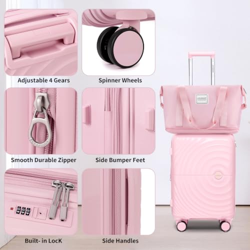 Image of LARVENDER Luggage Sets Carry On 5 Piece Set Suitcase Hardshell Expandable
