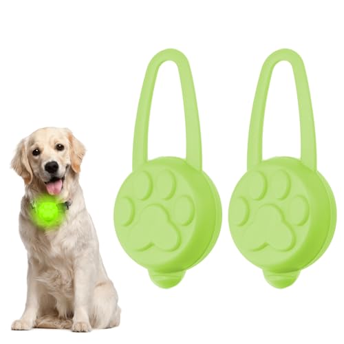 2 Dog Collar Light LED Waterproof Dog Tag Light Clip-on Silicone Flashing Pet Safety Lights 3 Modes Light Up Dog Collars High Visibility Puppy Collar Harness Light for Night Walking Running (Green)