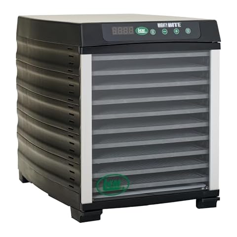 LEM Products MightyBite 10-Tray Dehydrator, Food Dehydrator for Beef Jerky, Meat, Vegetables, and Fruits, Includes Dryer Machine and 10 Trays, Black Cover