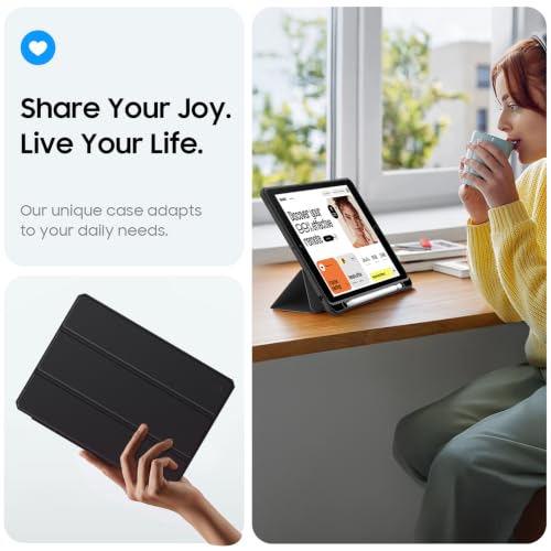 Image of Fintie Hybrid Slim Case for iPad 8th Generation (2020) / 7th Gen (2019) 10.2 Inch - [Built-in Pencil Holder] Shockproof Cover with Clear Transparent Back Shell, Auto Wake /Sleep, Black