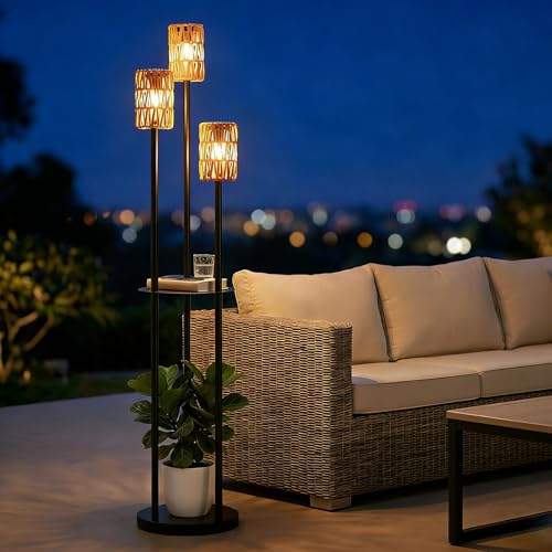 Stepeak Solar Lamp with Rattan Shelves
