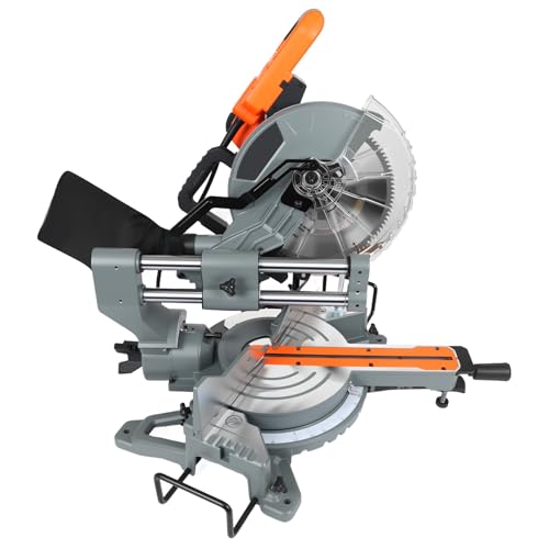 Professional 10-Inch Sliding Miter Saw with LED Cut Line Guide, 5000 RPM Motor, 15-Amp Corded, 255mm x 100T Blade, Precision Bevel and Miters, Powerful Motor for Woodworking and DIY Projects