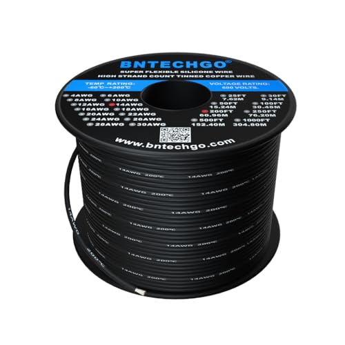 Fil de silicone 14 AWG ultra flexible résistant à la chaleur noir